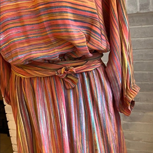 Ermie silk Watercolor painted striped dress - Picture 2 of 10
